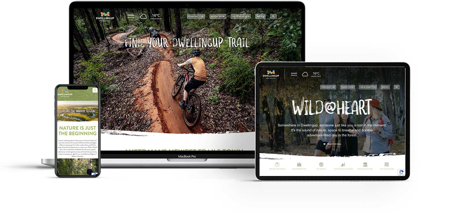 Mockup of Dwellingup Destination Murray websites