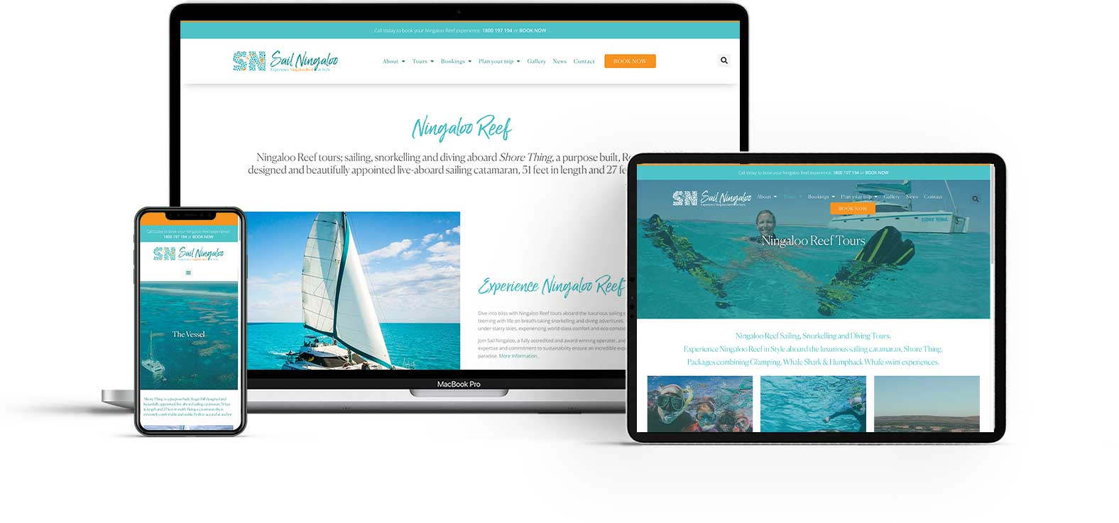 Mockup of the Sail Ningaloo website across multiple devices