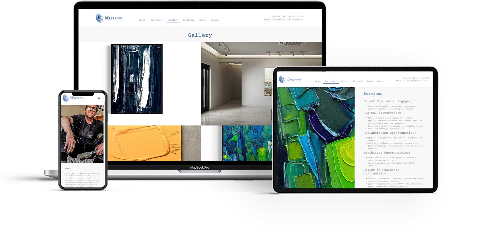 Mockup of the Plattform website across multiple devices